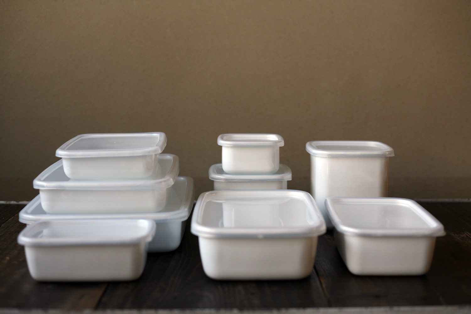 Noda Horo White Series Enamel Square Food Containers with Lid -  Globalkitchen Japan