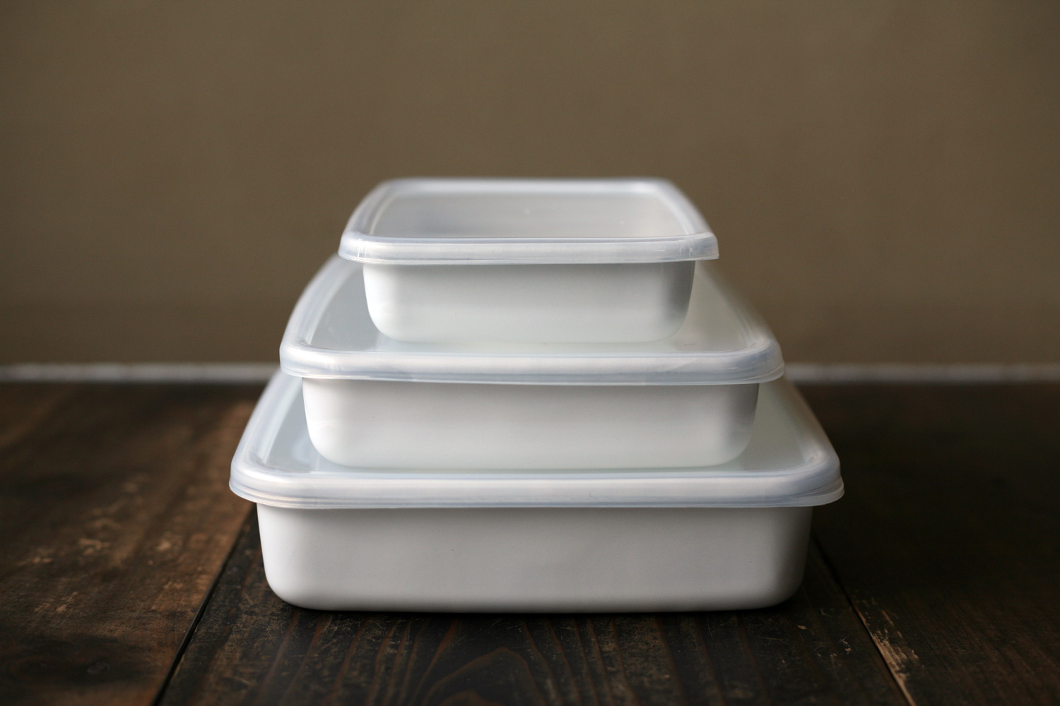 Noda Horo White Series Enamel Rectangle Shallow Food Containers with L -  Globalkitchen Japan