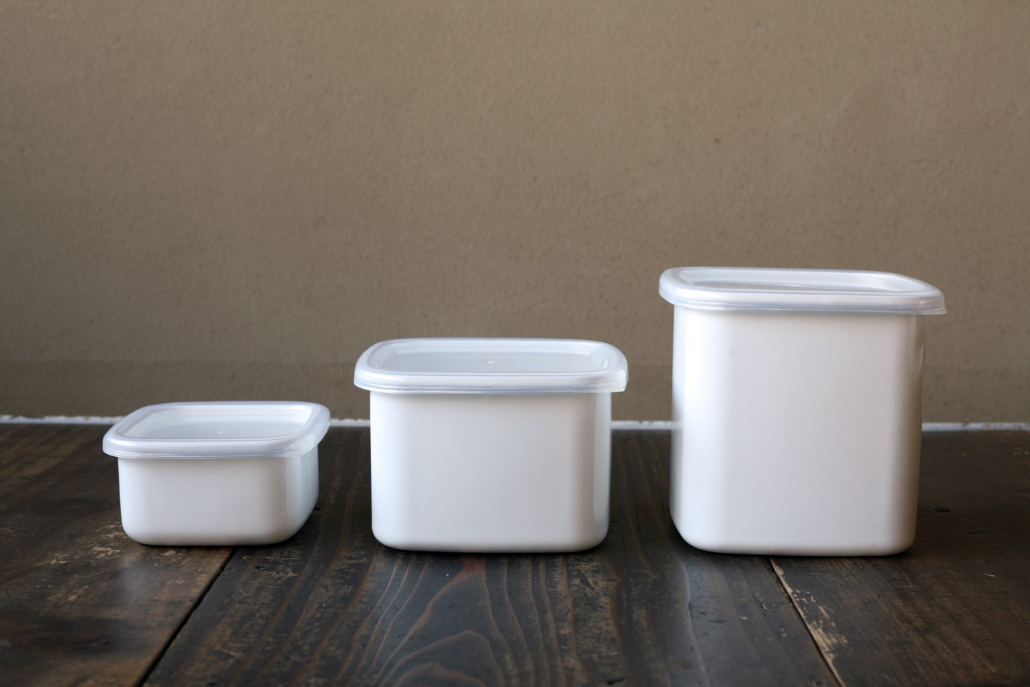 Noda Horo White Series Enamel Square Food Containers with Sealed Lid -  Globalkitchen Japan